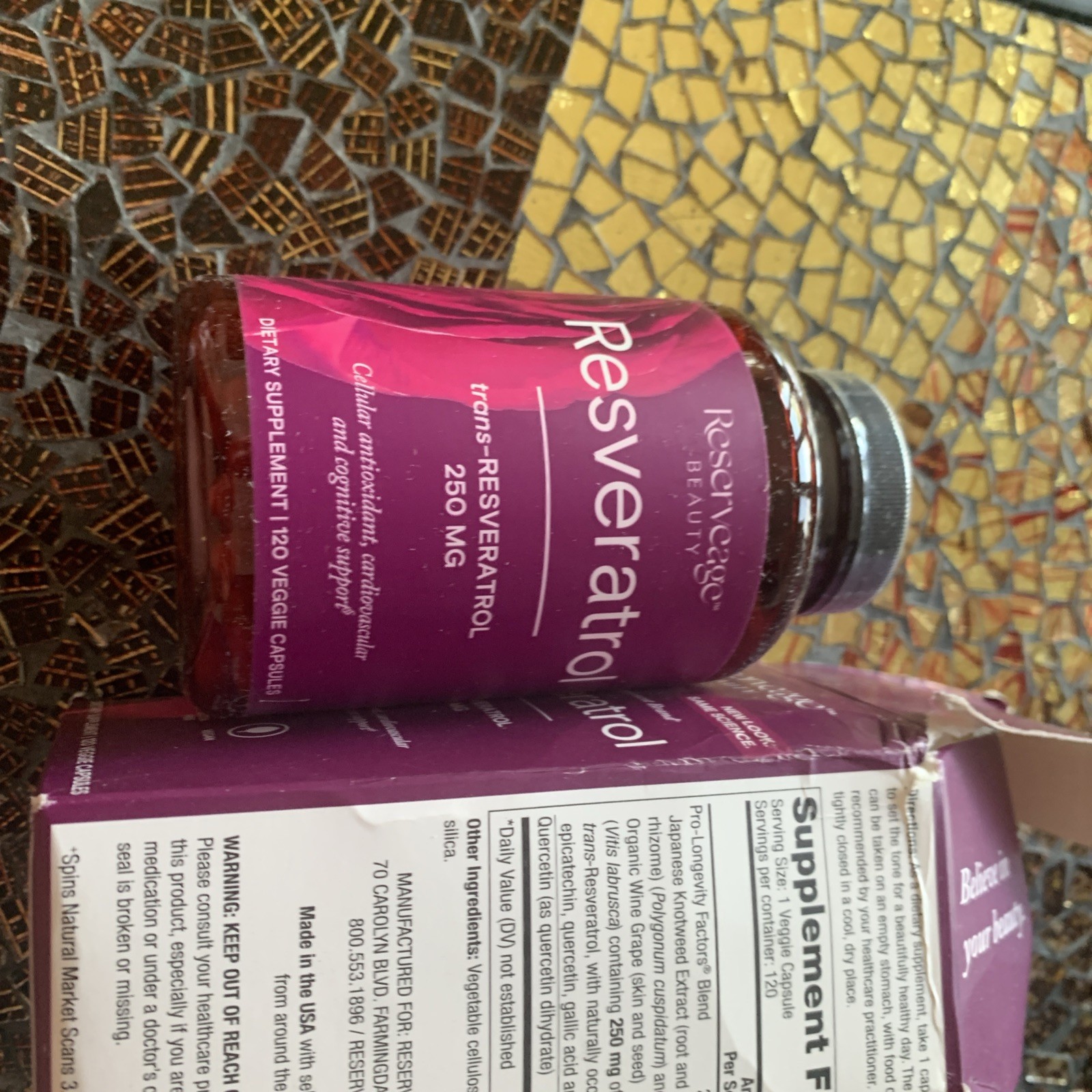 Reserveage Resveratrol 250 mg Dietary Supplement 120 VegCaps for so 01/2027