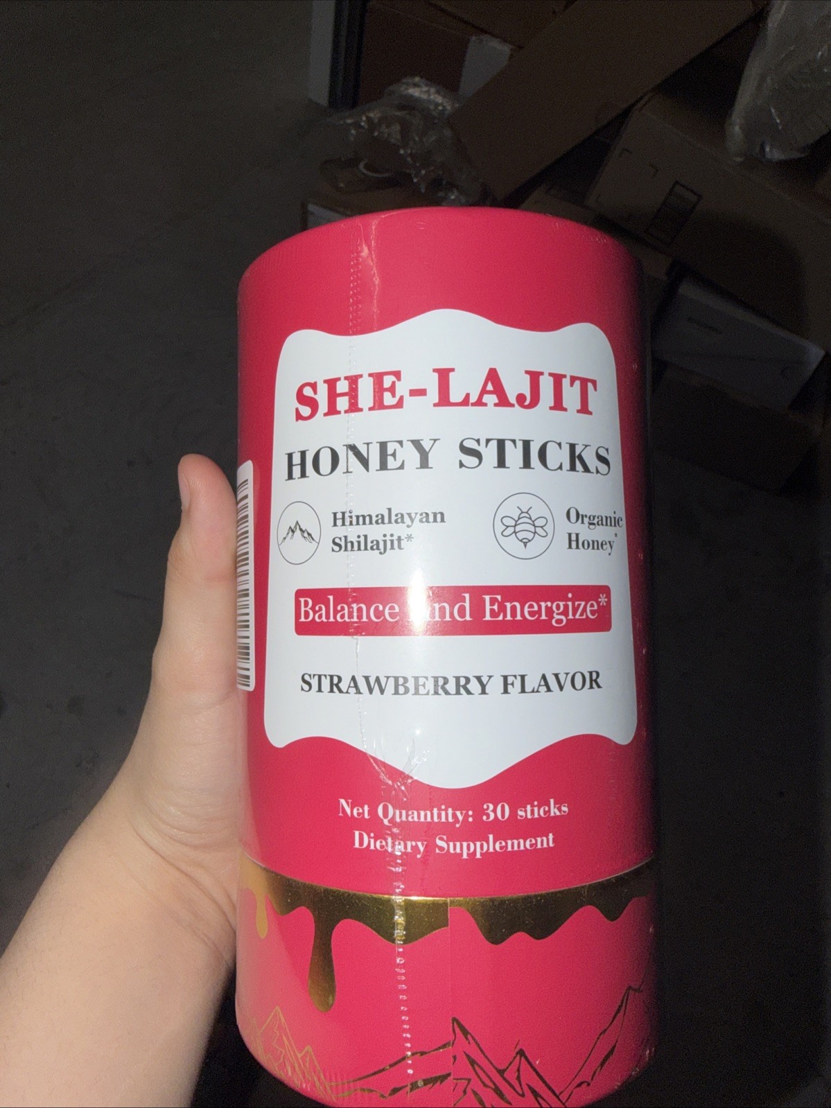 SHE-LAJIT Strawberry Honey Sticks Himalayan Shilajit 30 Ct 8g