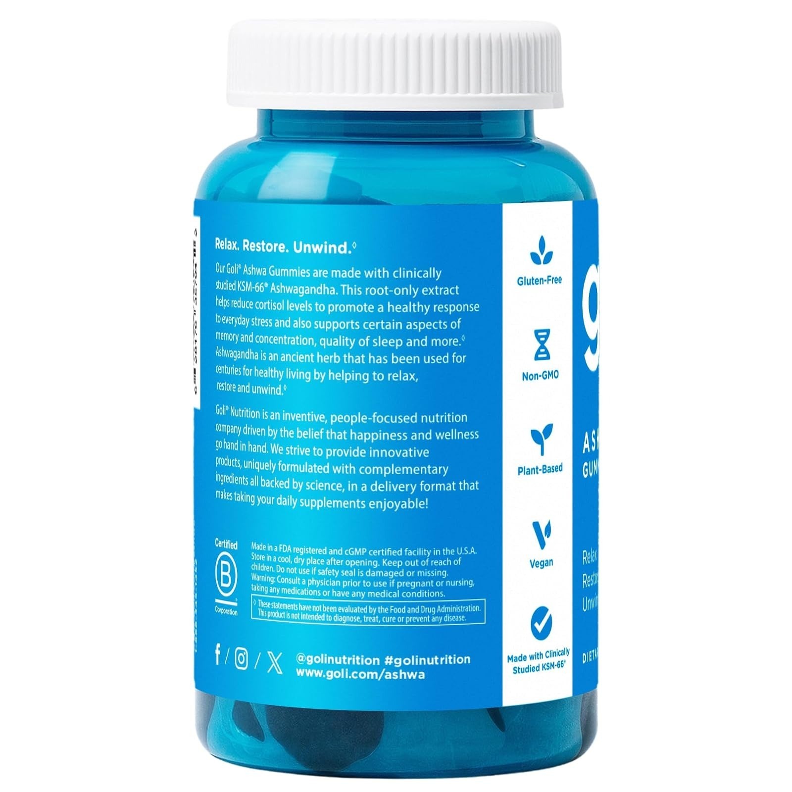 Goli Ashwagandha & Vitamin D Gummies – 60 Count – Vegan & Gluten-Free