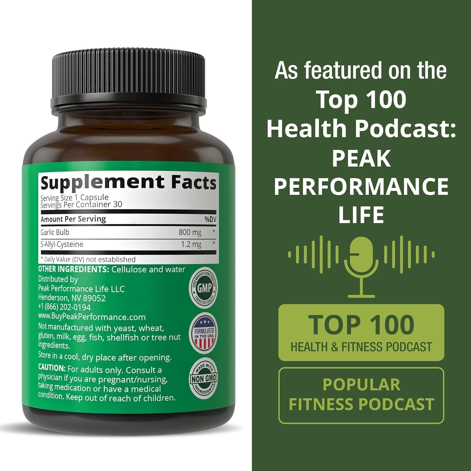 Peak Performance Aged Black Garlic Capsules – Vegan Immune Support