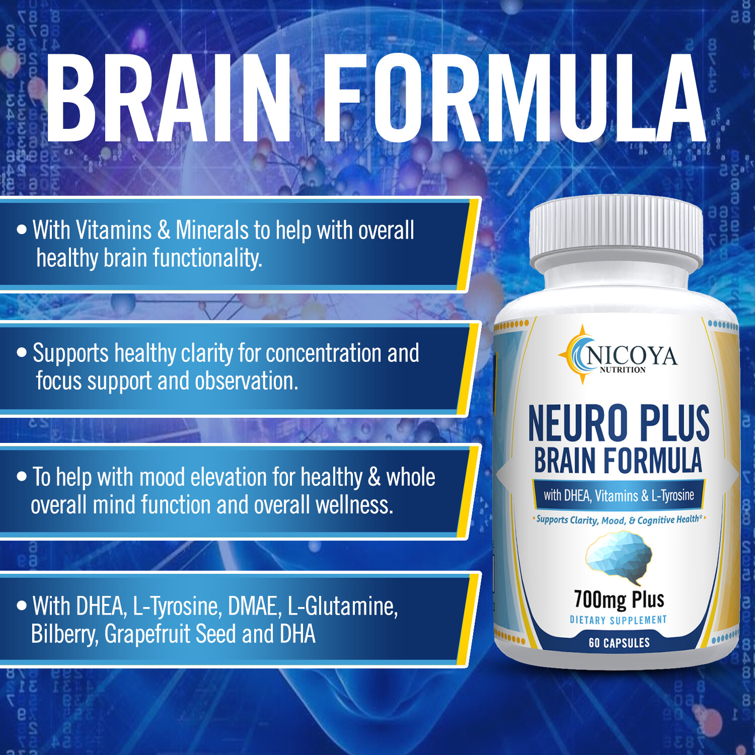 Neuro Brain & Focus 60ct, Healthy Memory Function, Clarity Nootropic Supplement