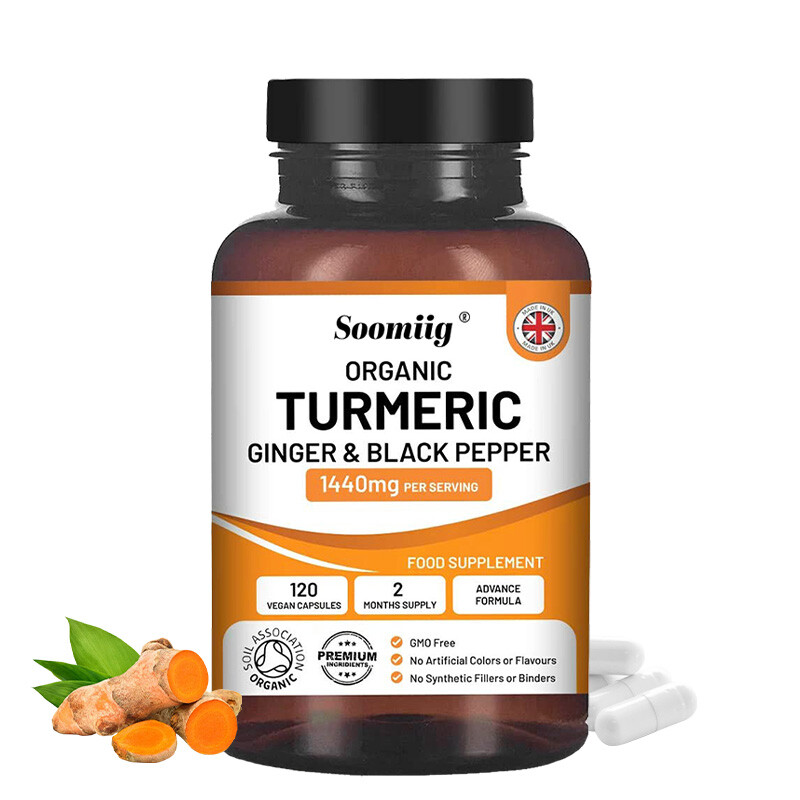 Organic Turmeric Curcumin with Ginger Black Pepper 120ct Joint Pain Max Strength