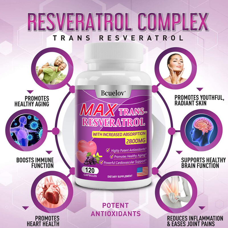 Resveratrol with 1200mg per capsule I Trans-Resveratrol 30 to 120 capsules