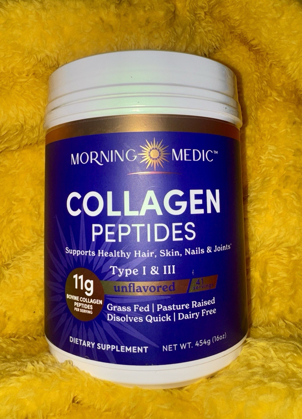 Morning Medic Collagen Peptides Powder Type I & III Unflavored Grass Fed 16oz