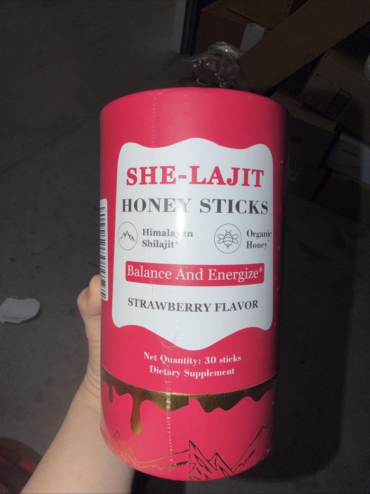SHE-LAJIT Strawberry Honey Sticks Himalayan Shilajit 30 Ct 8g