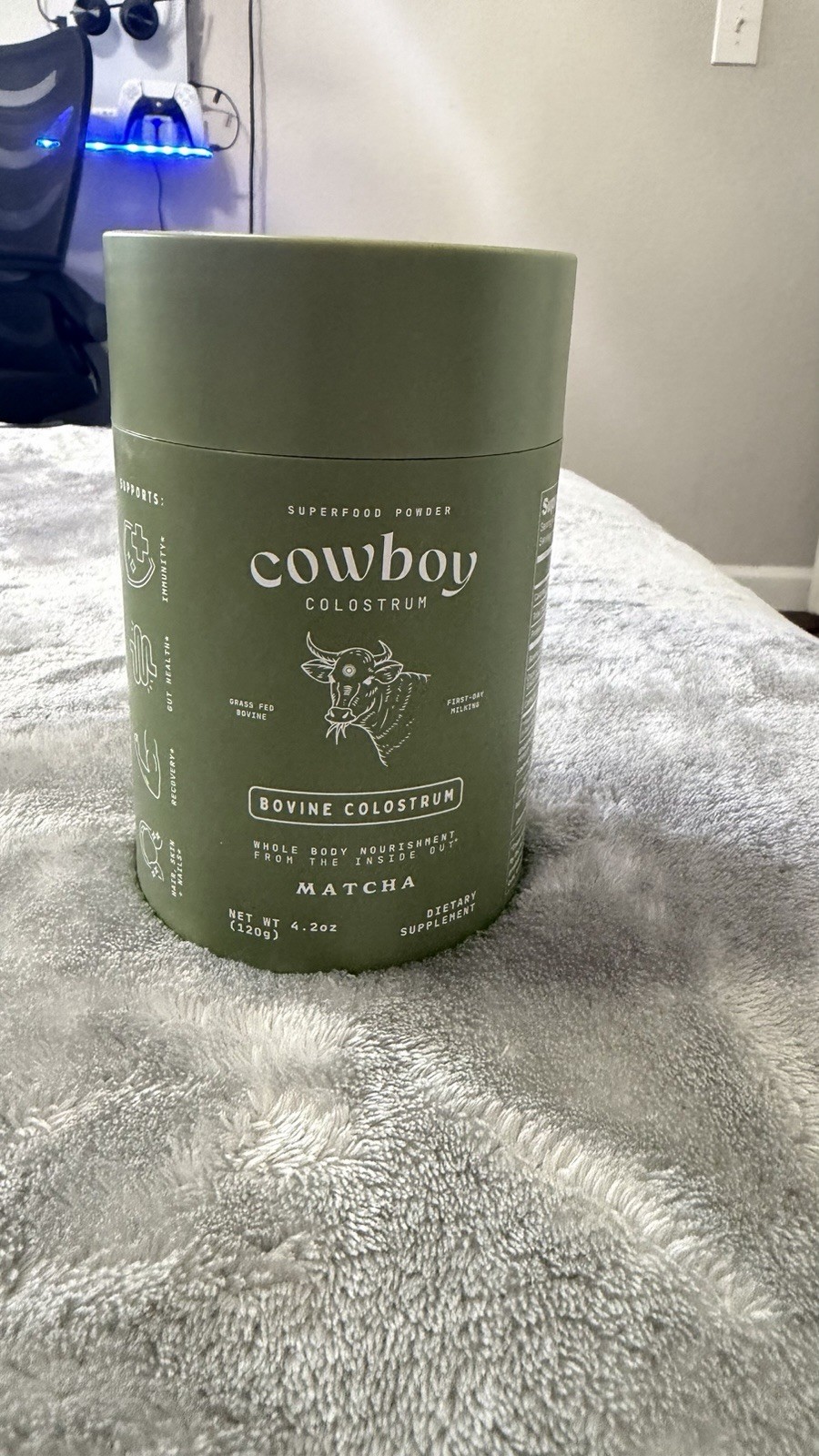 Cowboy Colostrum Bovine Colostrum Matcha Powder, Grass Fed, 4.2 oz