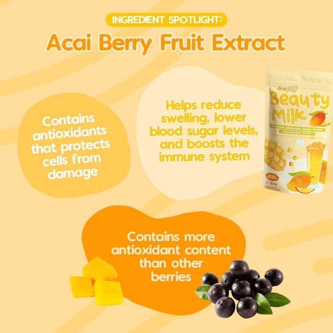Dear Face Beauty Milk Premium Japanese Sweet Mango, Antioxidant Drink 10 Sachets