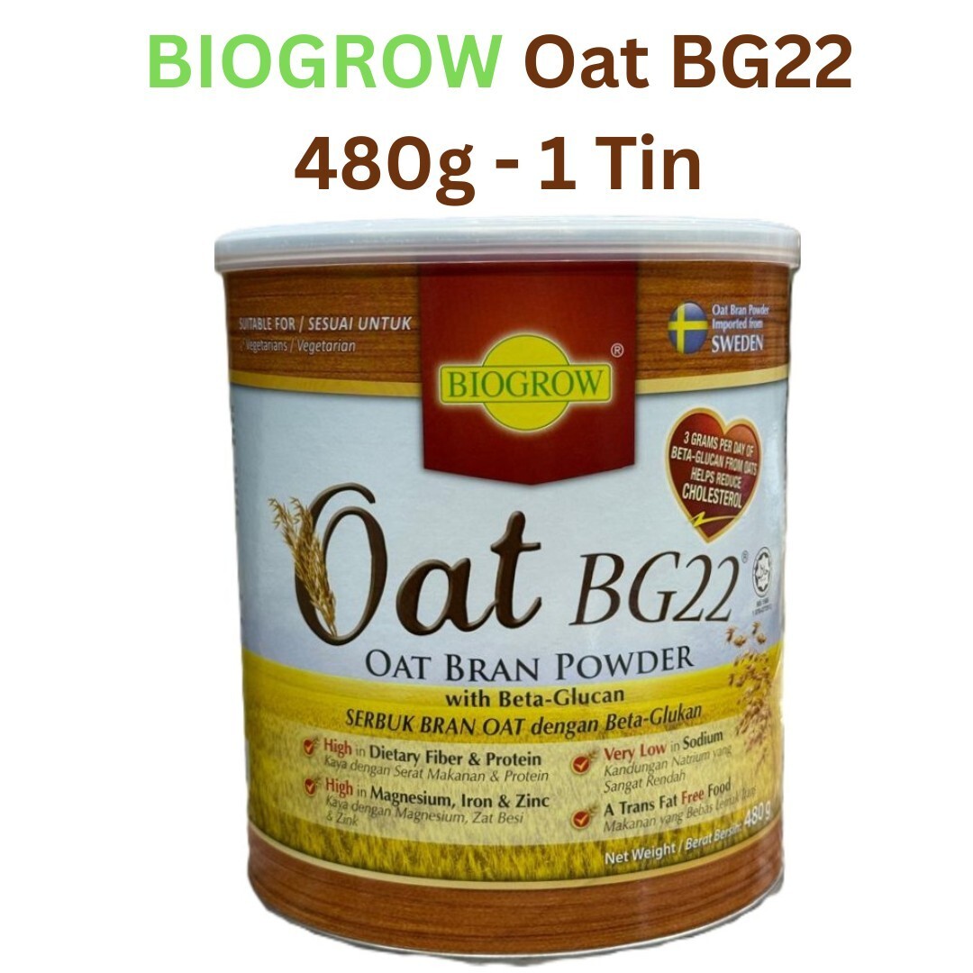 BIOGROW Oat BG22 Beta Glucan Powder Lowers Cholesterol Naturally 480g – 1 Tin