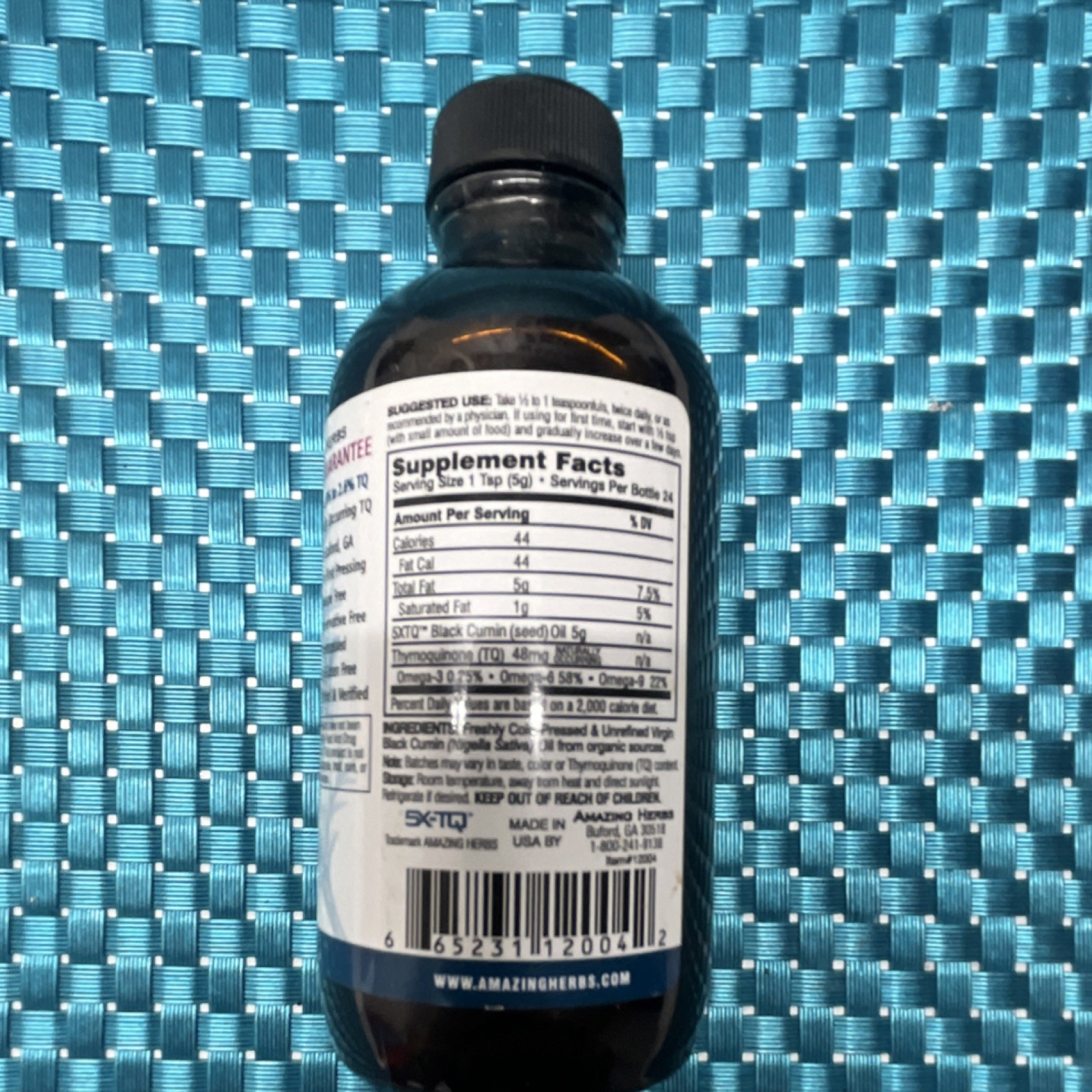 Amazing Herbs Black Seed Oil 100% Pure Cold-Pressed Non-GMO 4 fl. oz / 120 ml