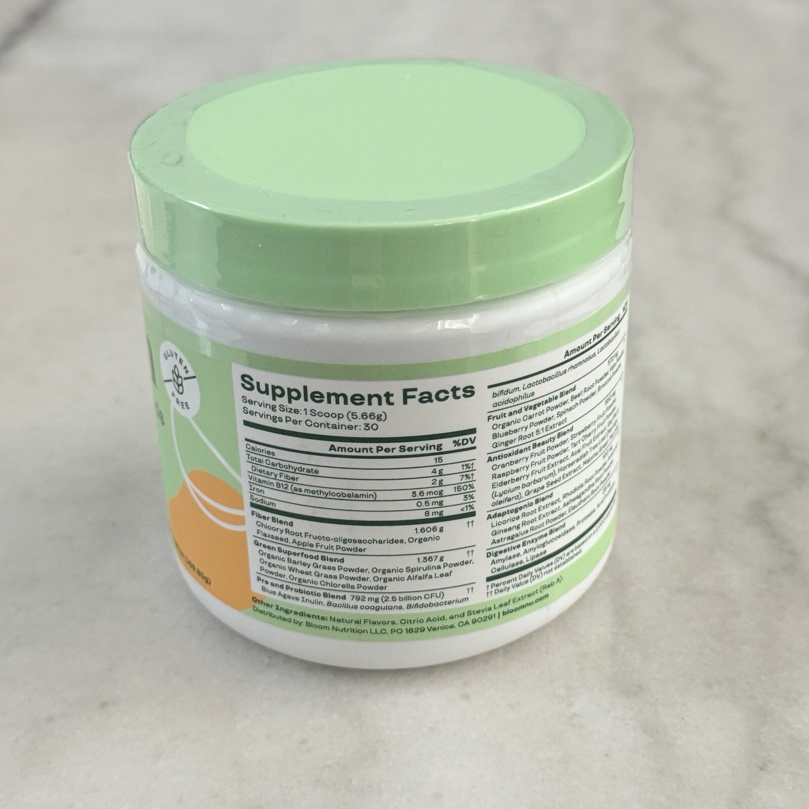 Bloom Nutrition Greens & Superfoods Powder MANGO 30 Servings Super Greens 5.9 oz