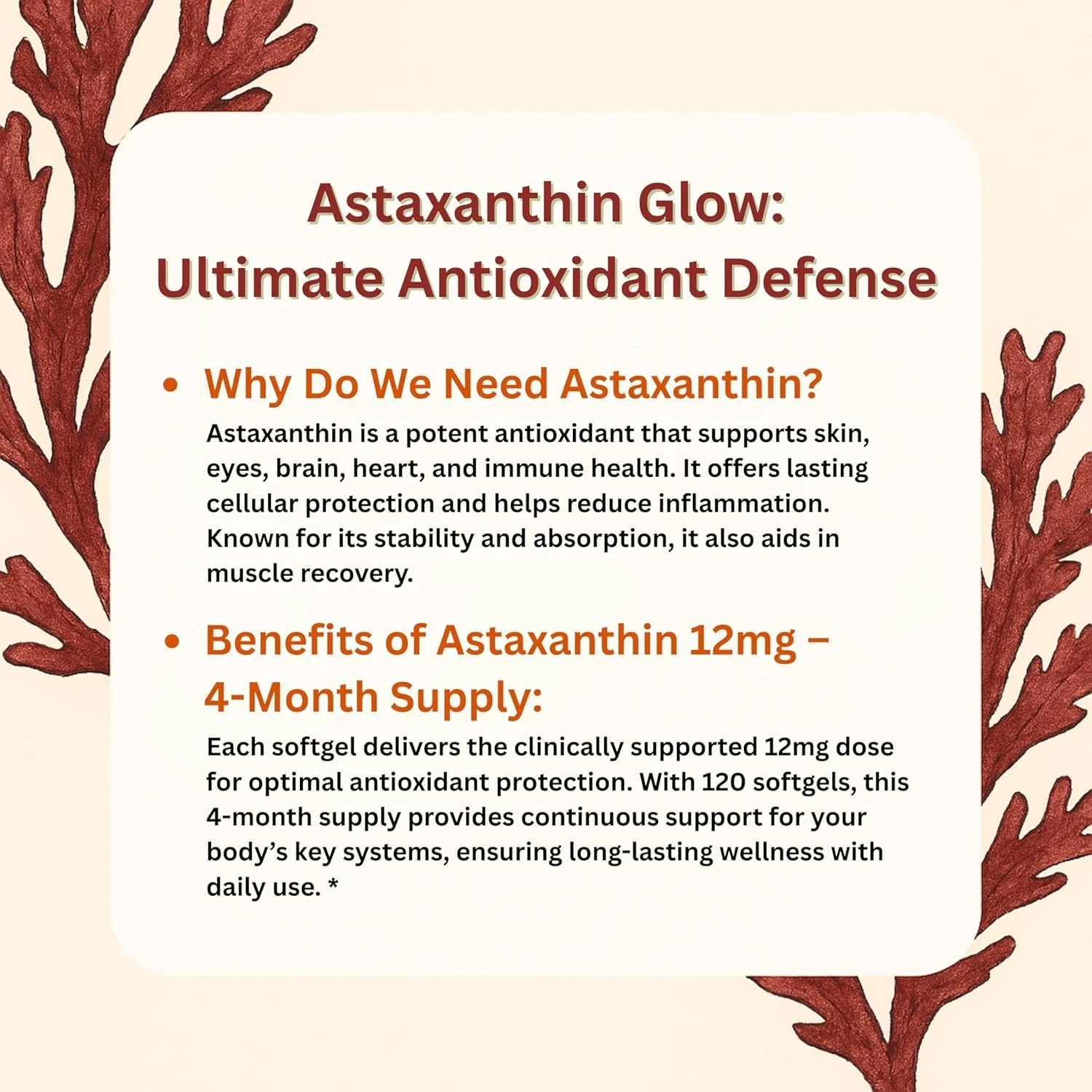 12mg Softgels 120 | – Supports Eye & Joint Astaxanthin 1-3PCS Health