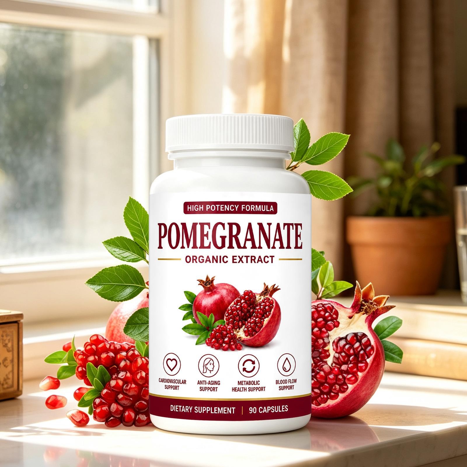 Pomegranate Capsules 90ct Organic Extract Antioxidant