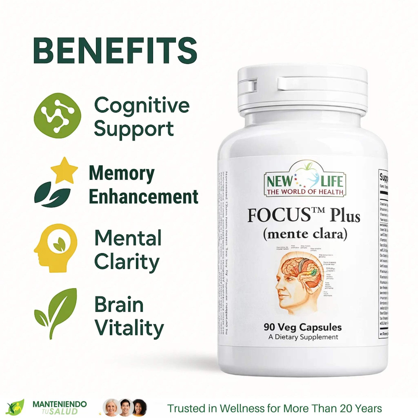New Life Focus Plus, Cognitive Support, DMAE, 90 Capsules