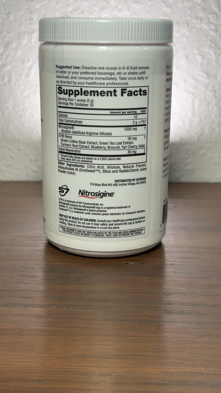 Juvenon BloodFlow-7 Nitro XXXL Nitric Oxide Booster Powder Berry Lemonade 5.3oz