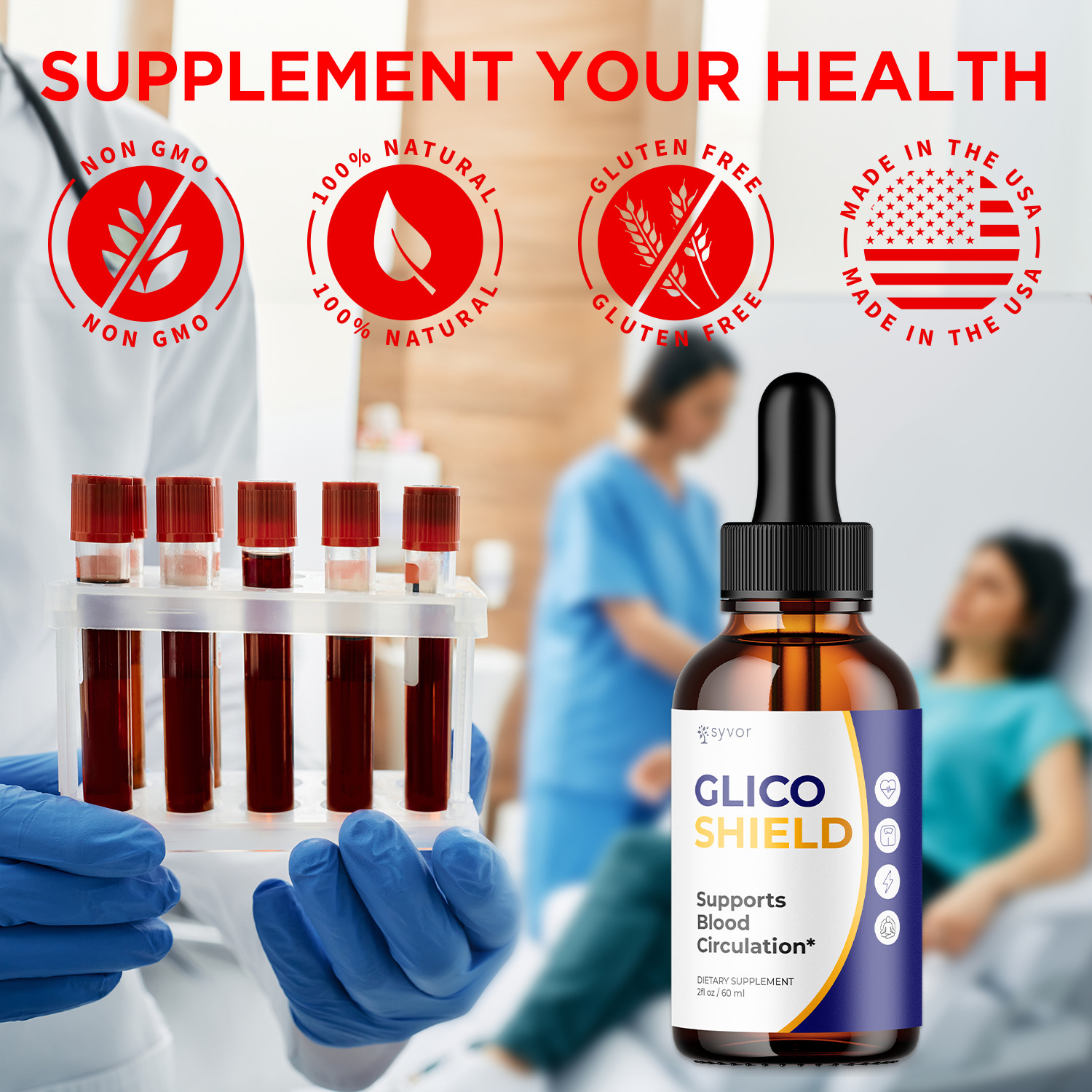 (1 Pack) Glico Shield Blood Support Drop GlicoShield Vitamin Formula 30 Servings