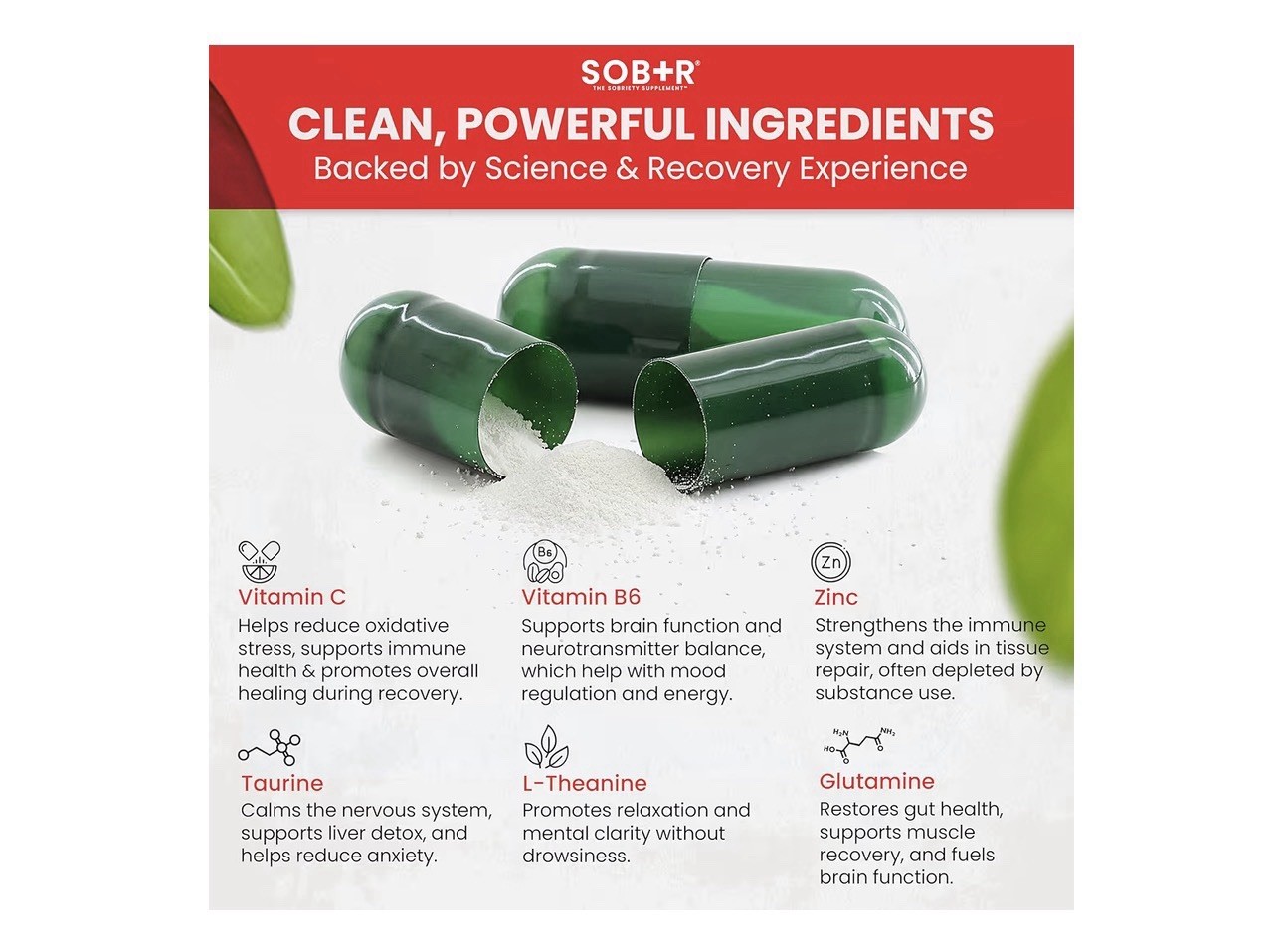 SOB+R Sobriety Supplement Mood Support – 30 Capsules