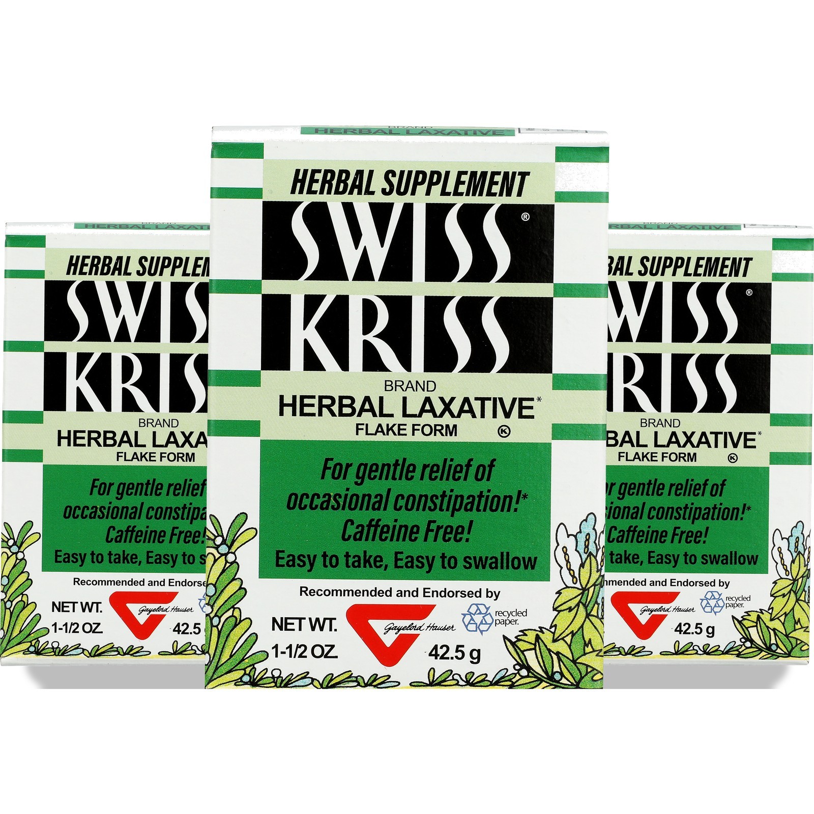 Swiss Kriss Herbal Laxative Flake Form 1.5 Oz 3 Pack