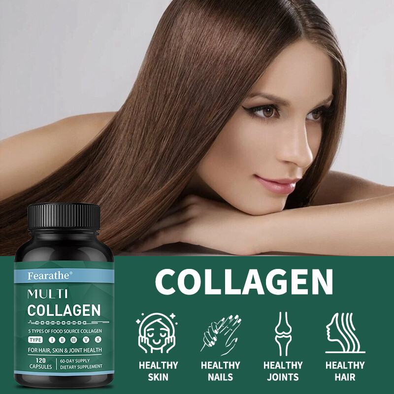 Multi Collagen Capsules – Hydrolyzed Protein Peptides -Type I,II,III,V,X