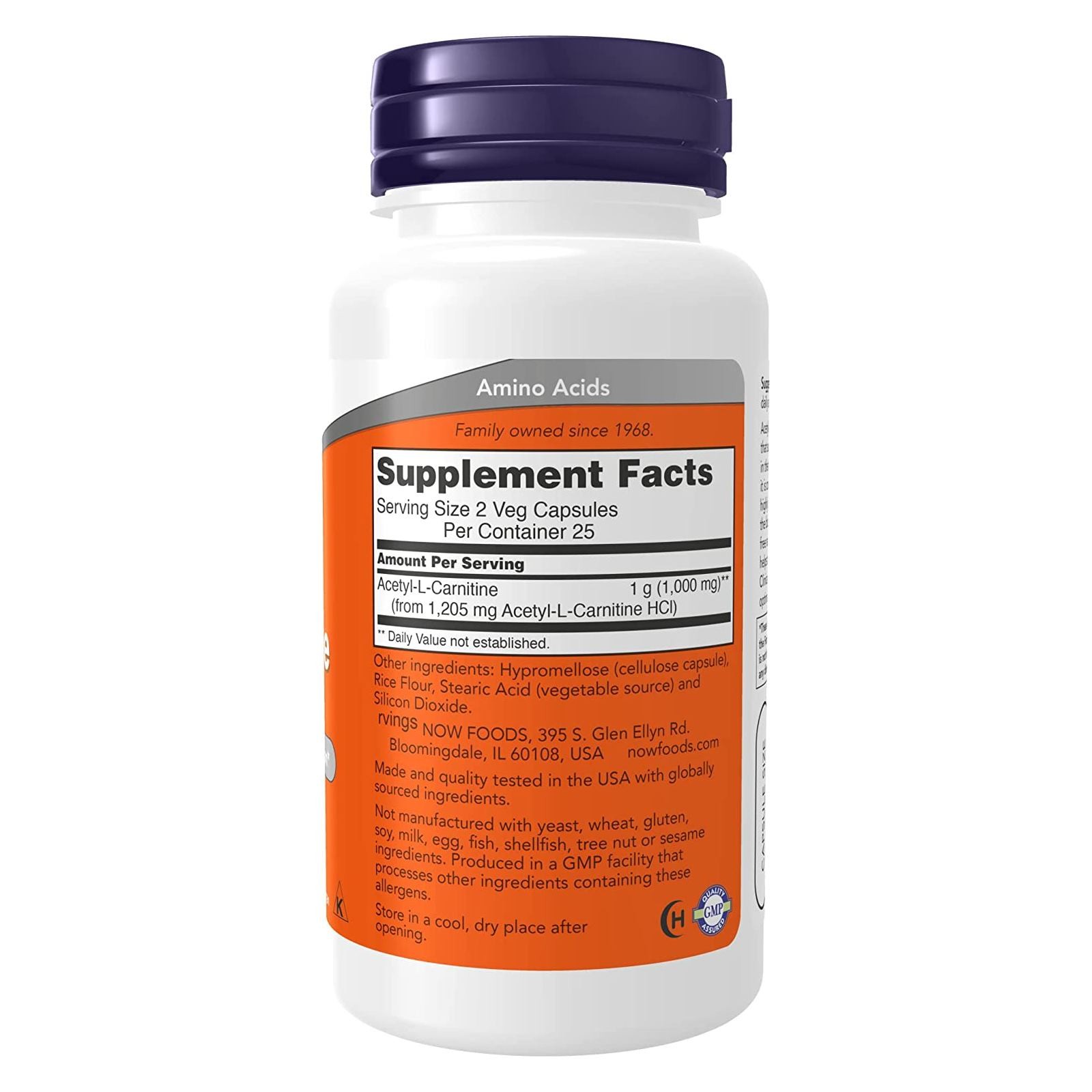NOW FOODS Acetyl-L-Carnitine 500 mg 50 Veg Capsules