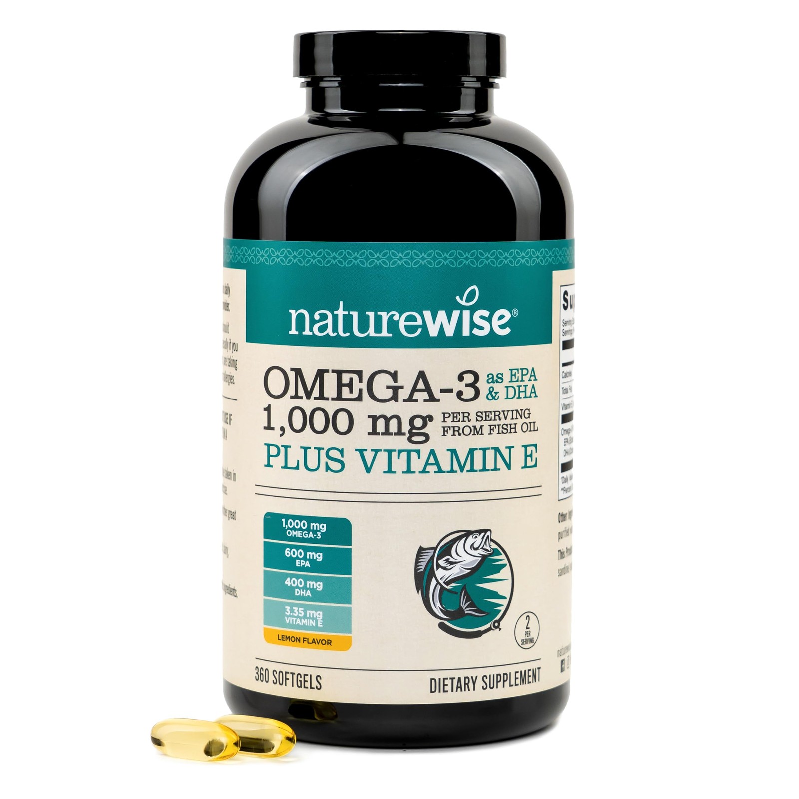 NatureWise Extra-Strength Omega 3 Fish Oil Supplement – 360 Count (Pack of 1)