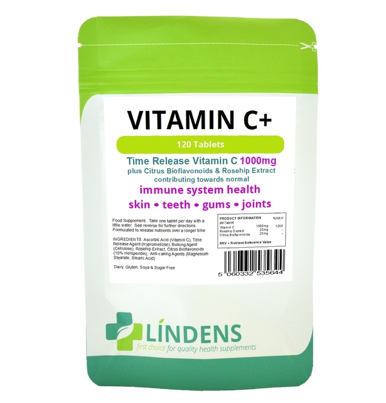 Lindens Vitamin C 1000mg 2-PACK 240 Tablets w/ Rosehip Bioflavonoids Supplement