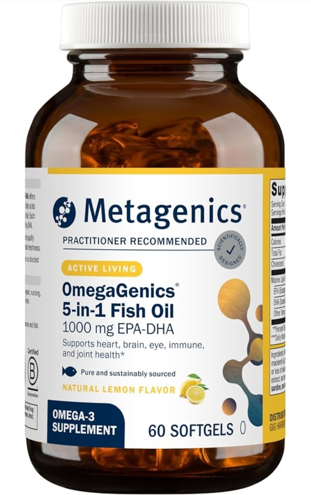 Metagenics OmegaGenics Fish Oil 1000mg Natural Lemon 60 Exp 03/2028