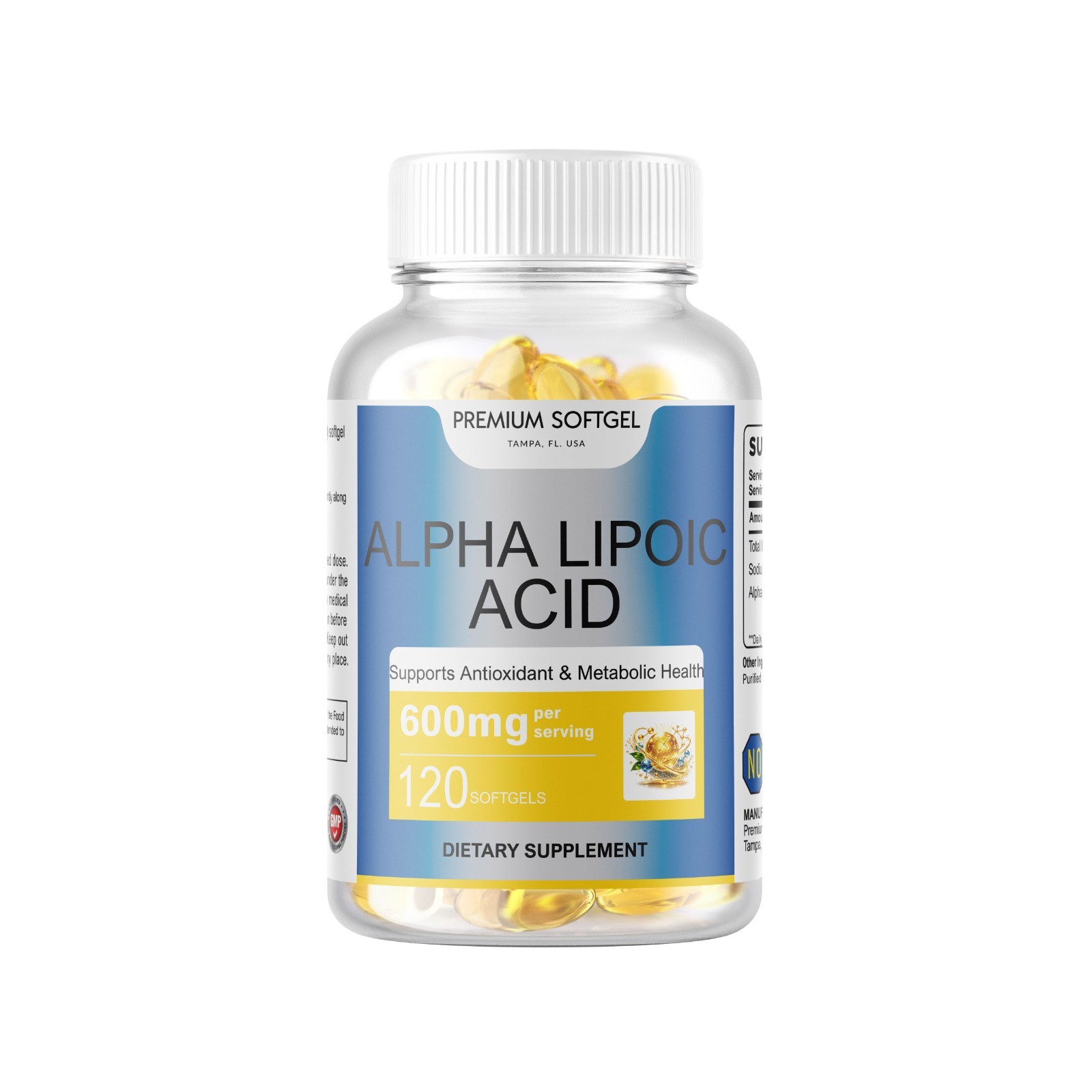 240 Softgels Alpha Lipoic Acid 600mg Per Serving 240 Servings