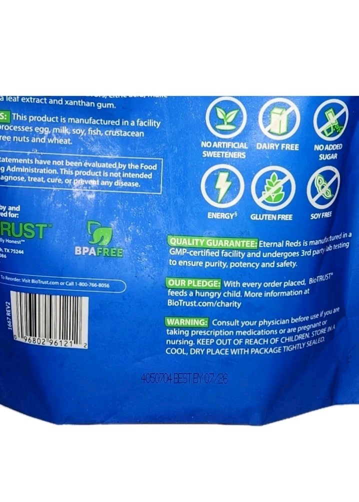 8.5oz BioTrust Eternal Reds Superfoods Revitalizing Berry Beets Berries BB7/2026