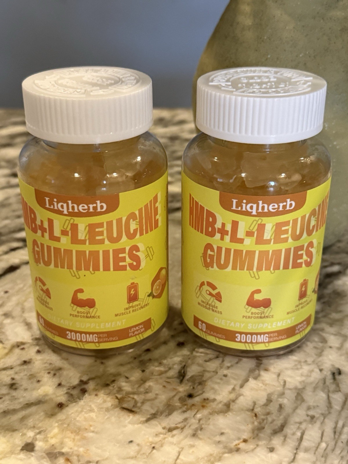 Lot of 2 Liqherb HMB + L-Leucine Gummies 3000mg Lemon Flavor 60 Gummies Sealed