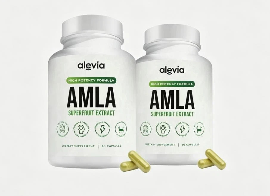 2PCS Alevia Organic Amla Capsules 1000mg Indian Gooseberry Amla Fruit Supplement