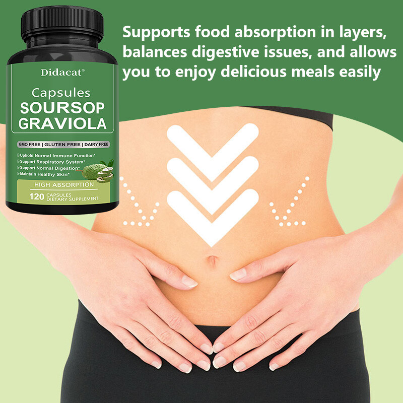 30/60/120 Capsules GRAVIOLA SOURSOP Leaf Extract 1950mg Annona Muricata