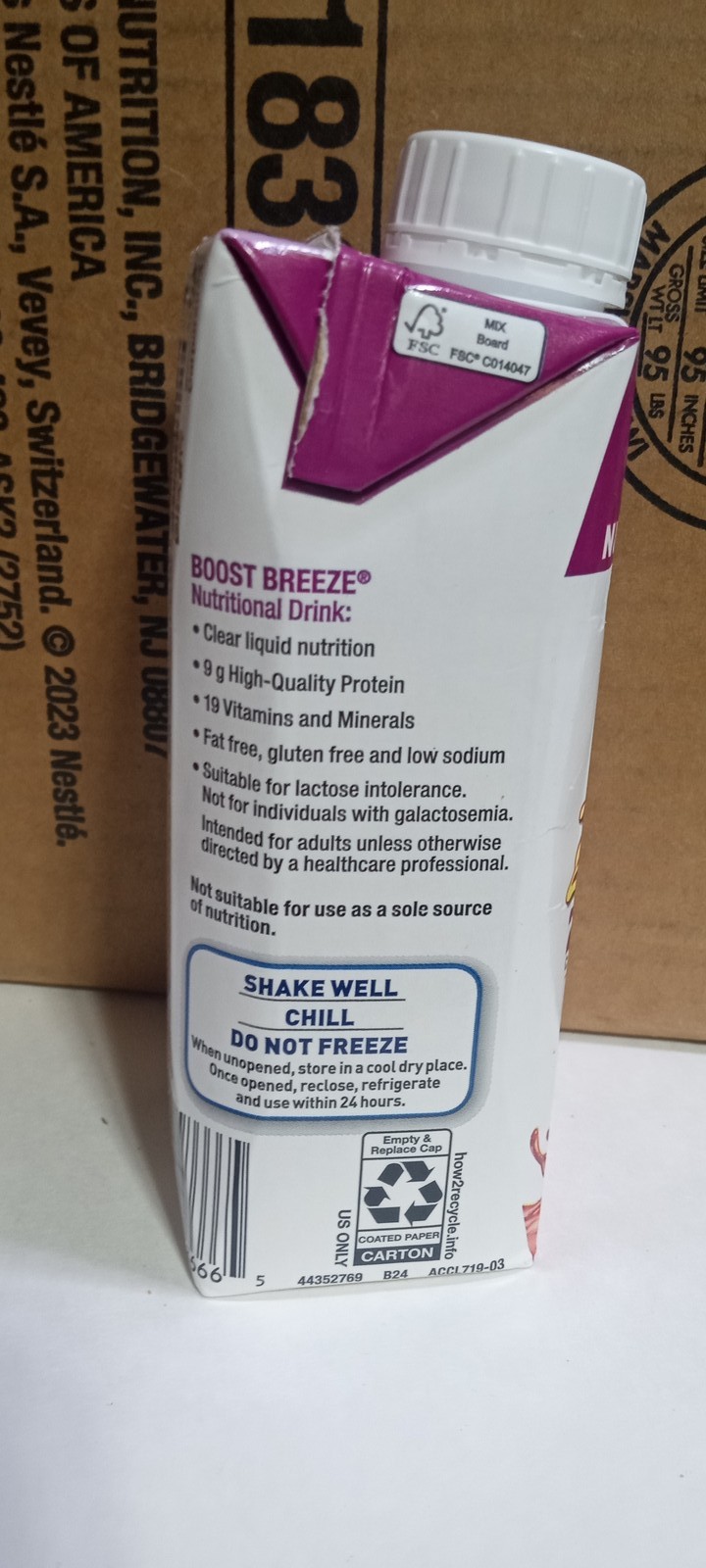 Boost Breeze Wild Berry Nutritional Drink 8 oz Cartons – 24 Count Case