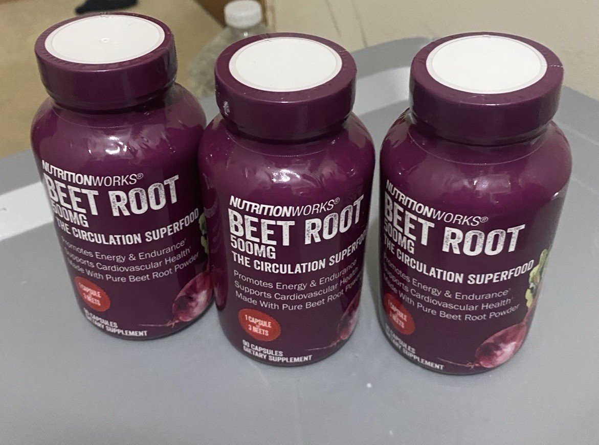 Set 3 NutritionWorks Beet Root Circulation Superfood 500mg 270 Capsules Exp 9/28