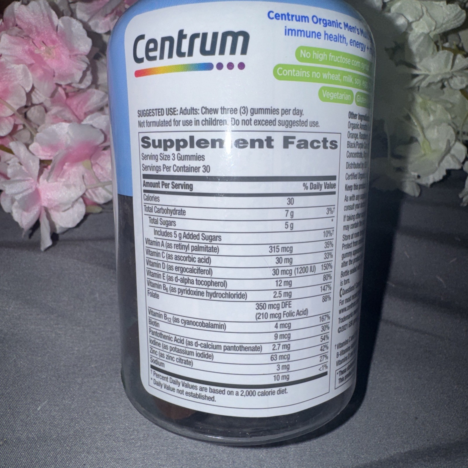 Centrum Men Multigummies • USDA Organic • Immune Support & Energy • 90 Gummies
