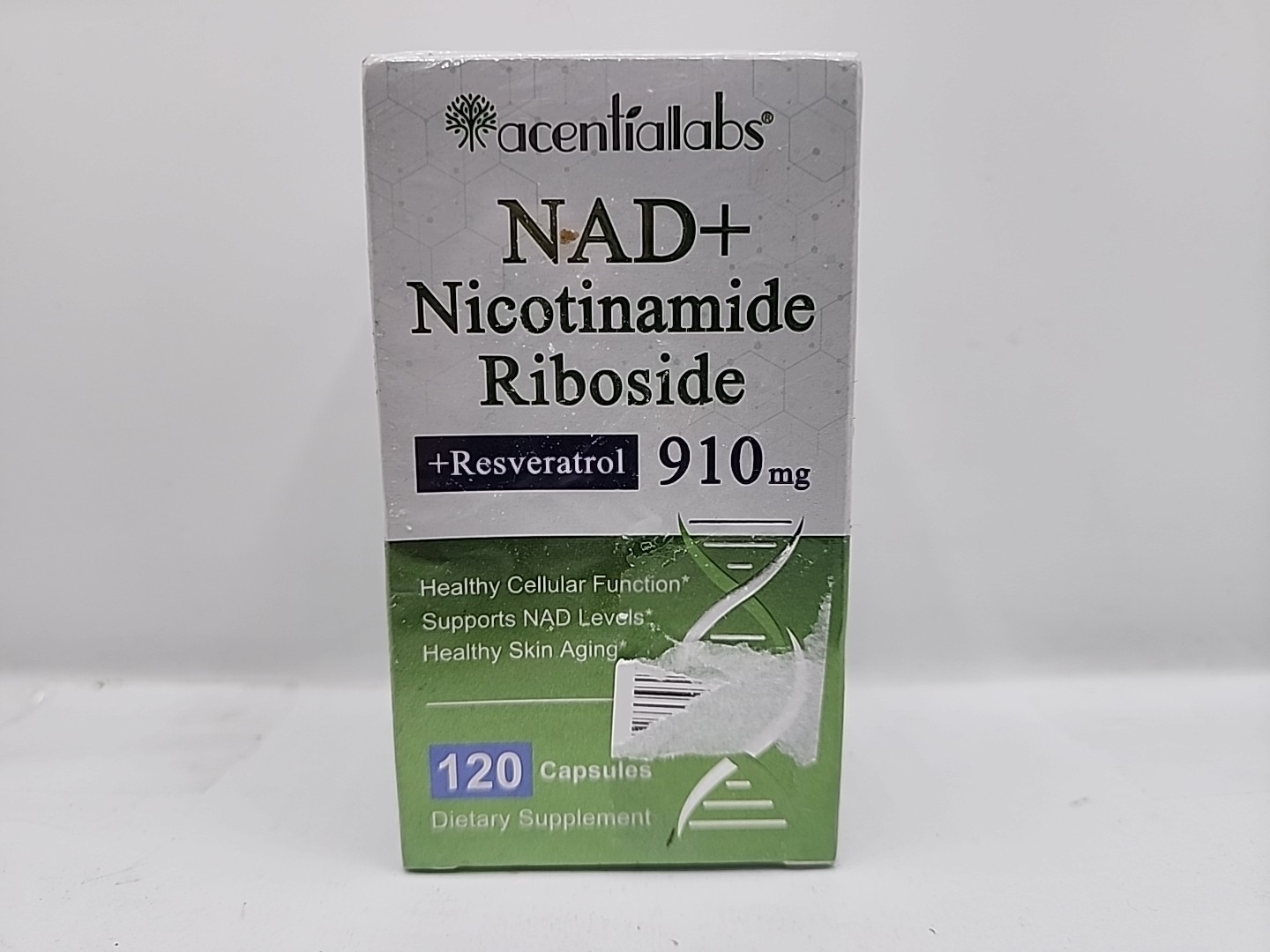 Acentiallabs NAD + Nicotinamide Riboside Resveratrol 910 mg 120 Caps EXP 12/27