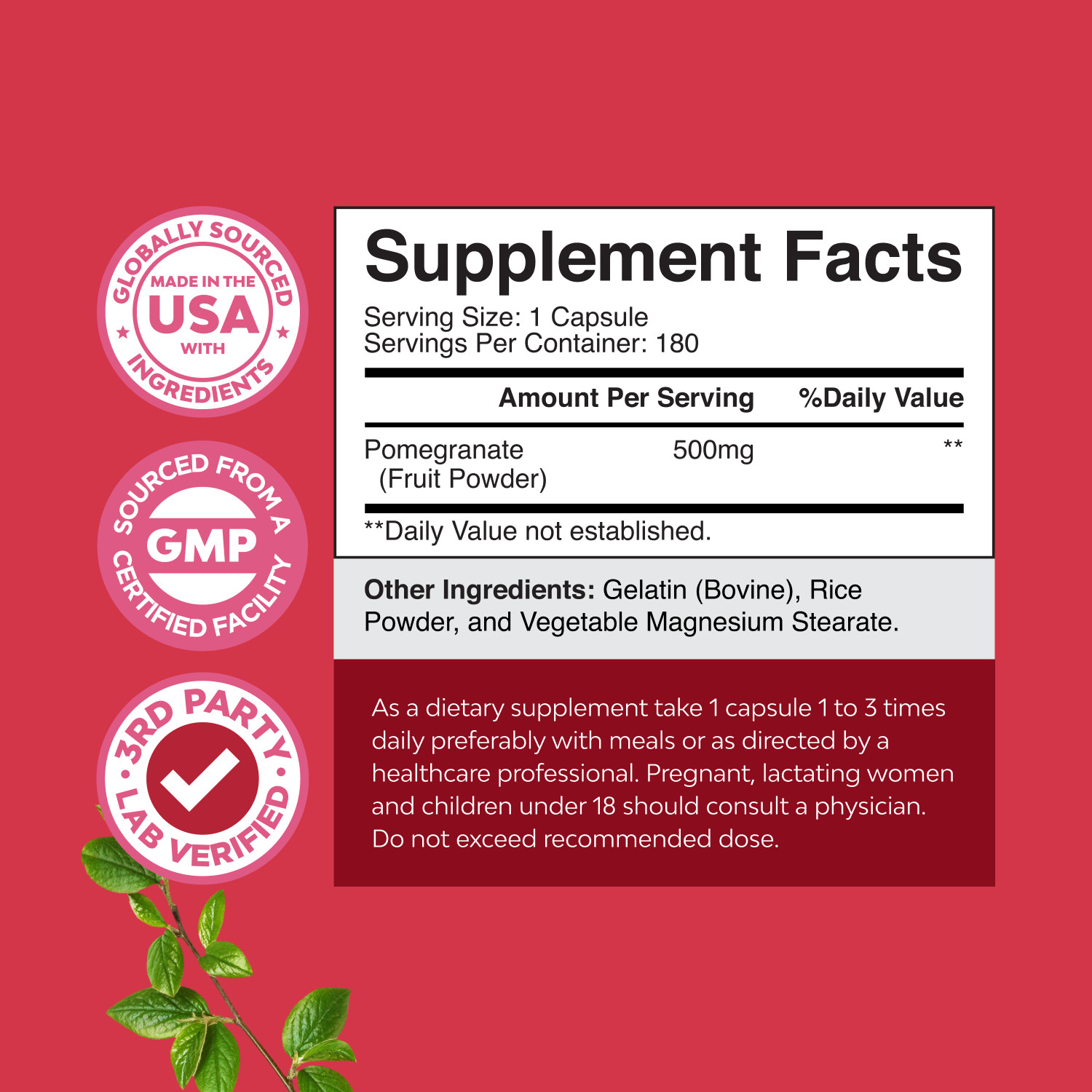Advanced Antioxidant Superfood Pomegranate Supplement 180 count