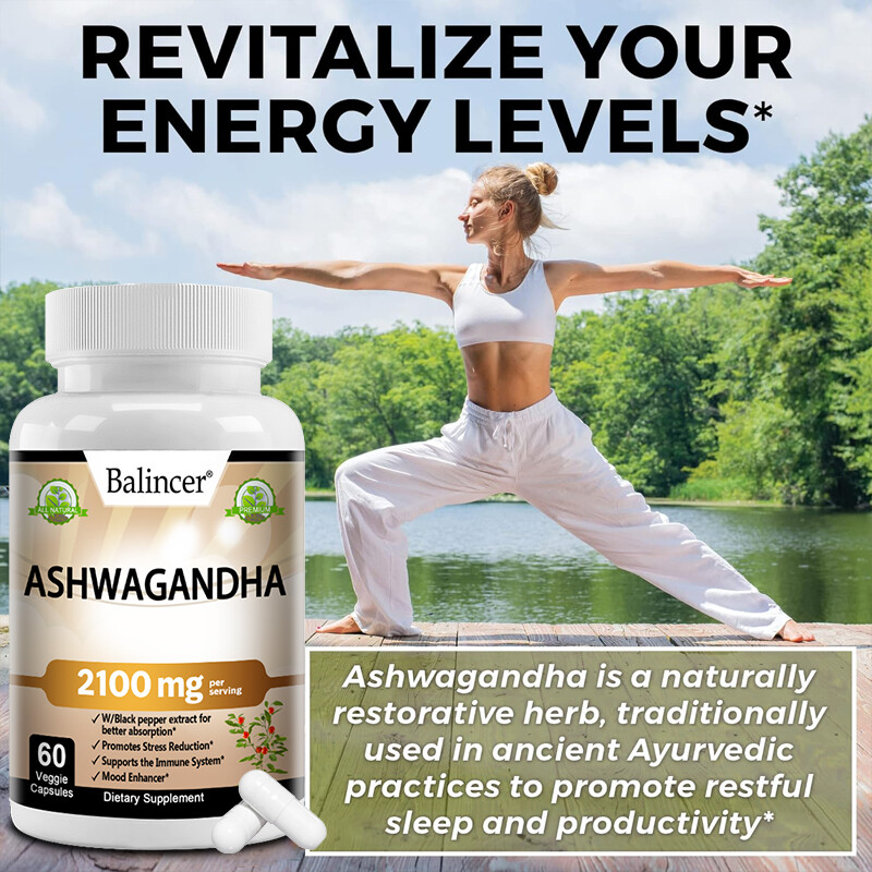 Organic Ashwagandha 2100 Mg – 60 Veggie Capsules pure Organic