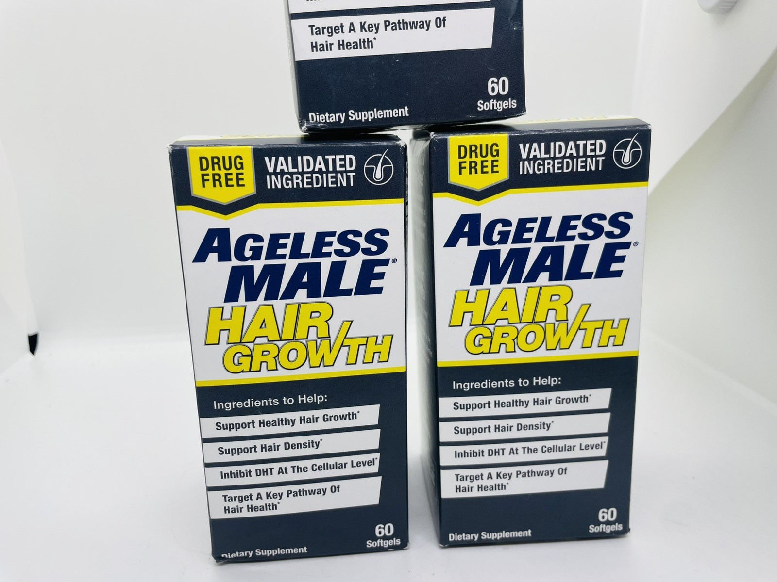 Ageless Male Hair Growth Supplement 60 Softgels Each 3 Pack 180 Drug Free 9/27