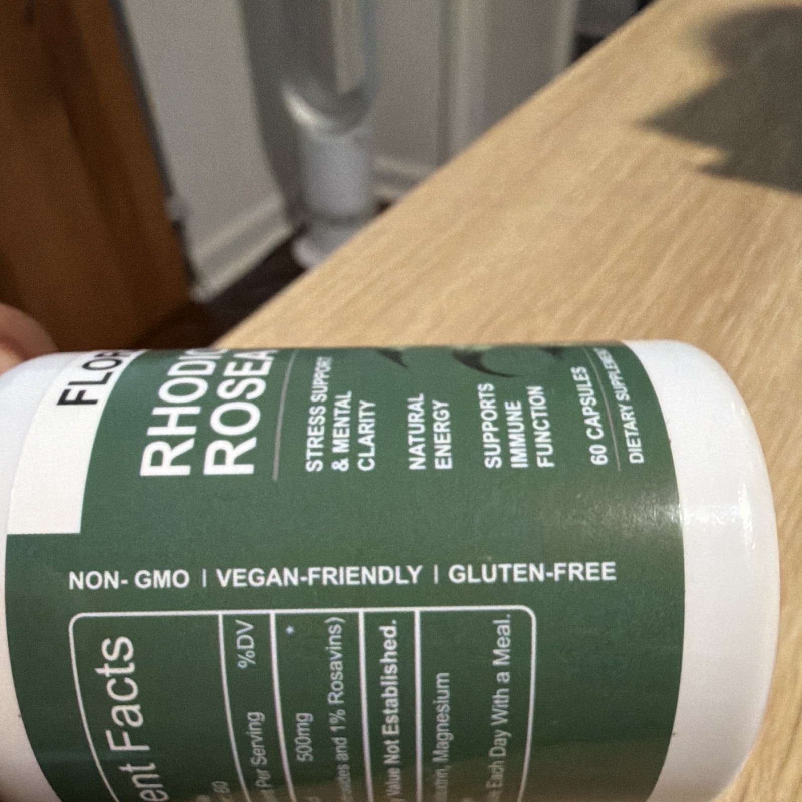 Floraviva Rhodiola Rosea 500mg 60 Caps Vegan Gluten-Free Non-GMO Exp 03/2028