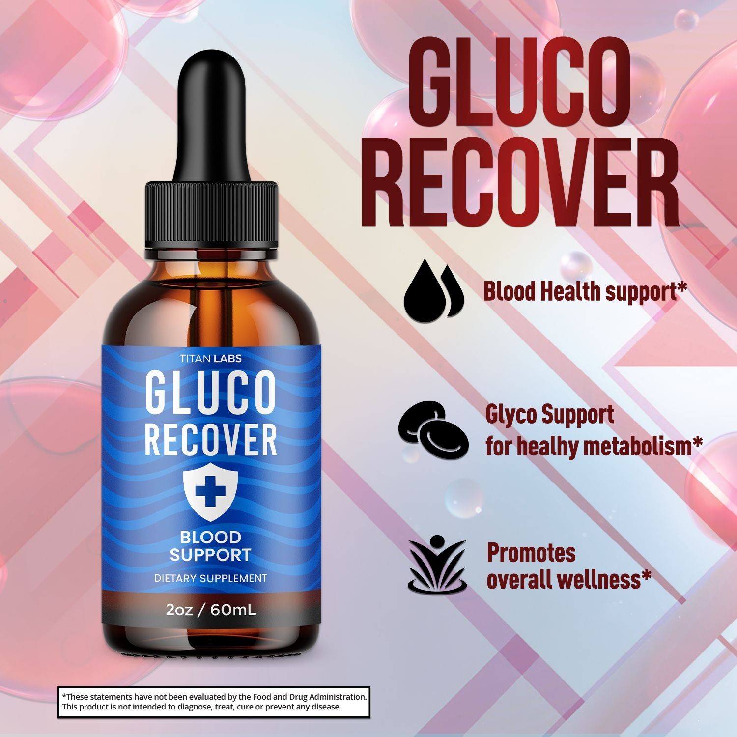 (5 Pack) Gluco Recover Blood Support Drops GlucoRecover Supplement 150 Servings