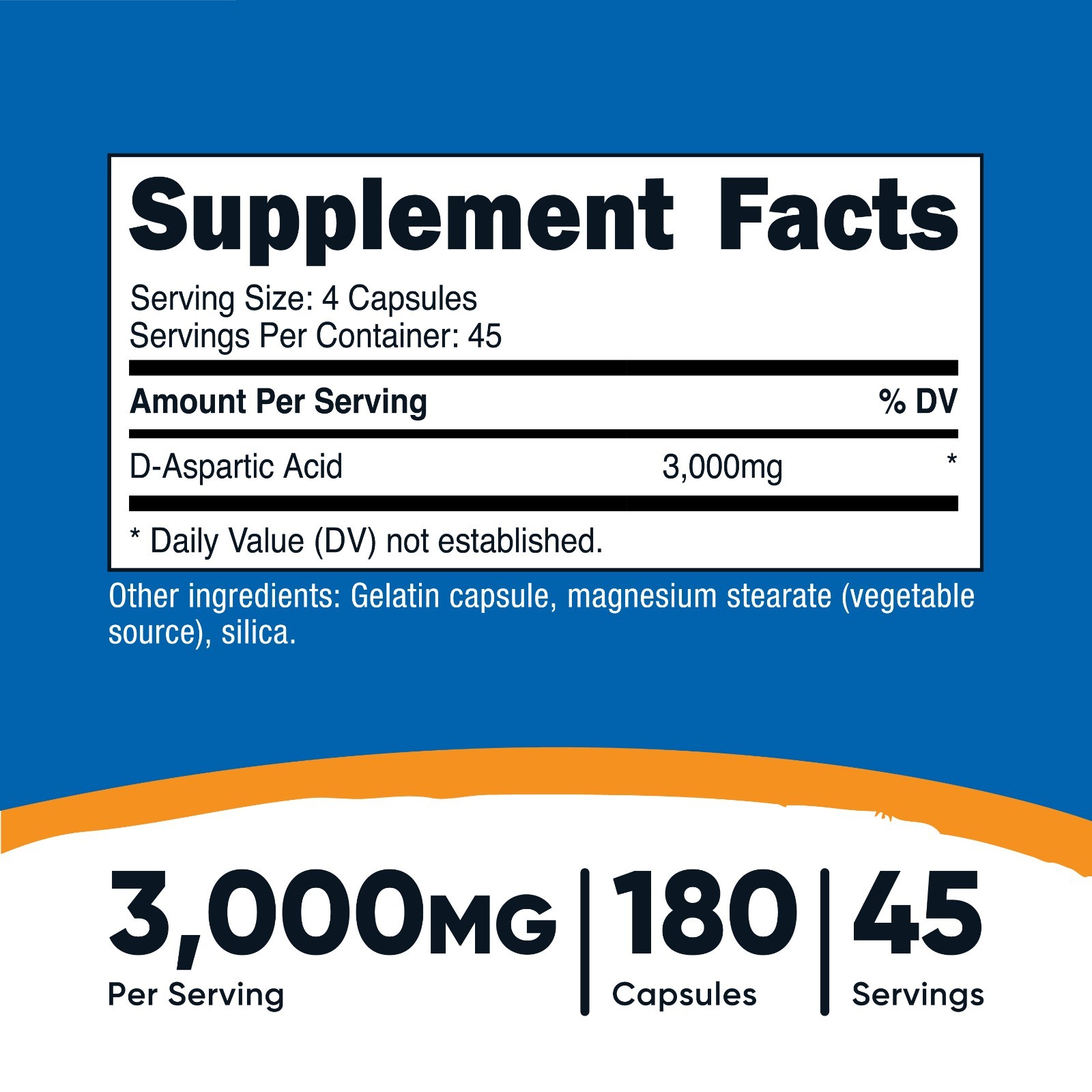 Nutricost D-Aspartic Acid Capsules (180 Capsules) (3000mg Serving)