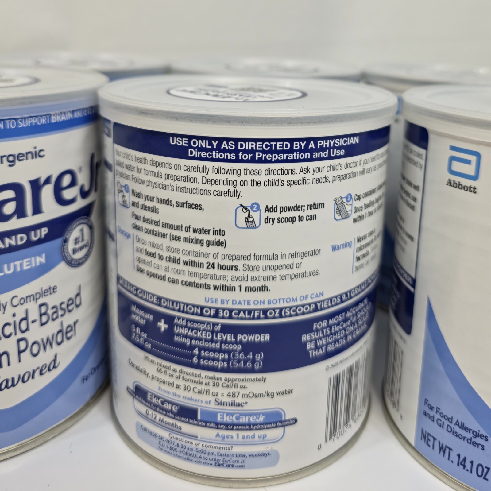 Abbott EleCare Jr Unflavored Amino Acid Nutrition Powder 14.1oz 6 Pack 09/2026