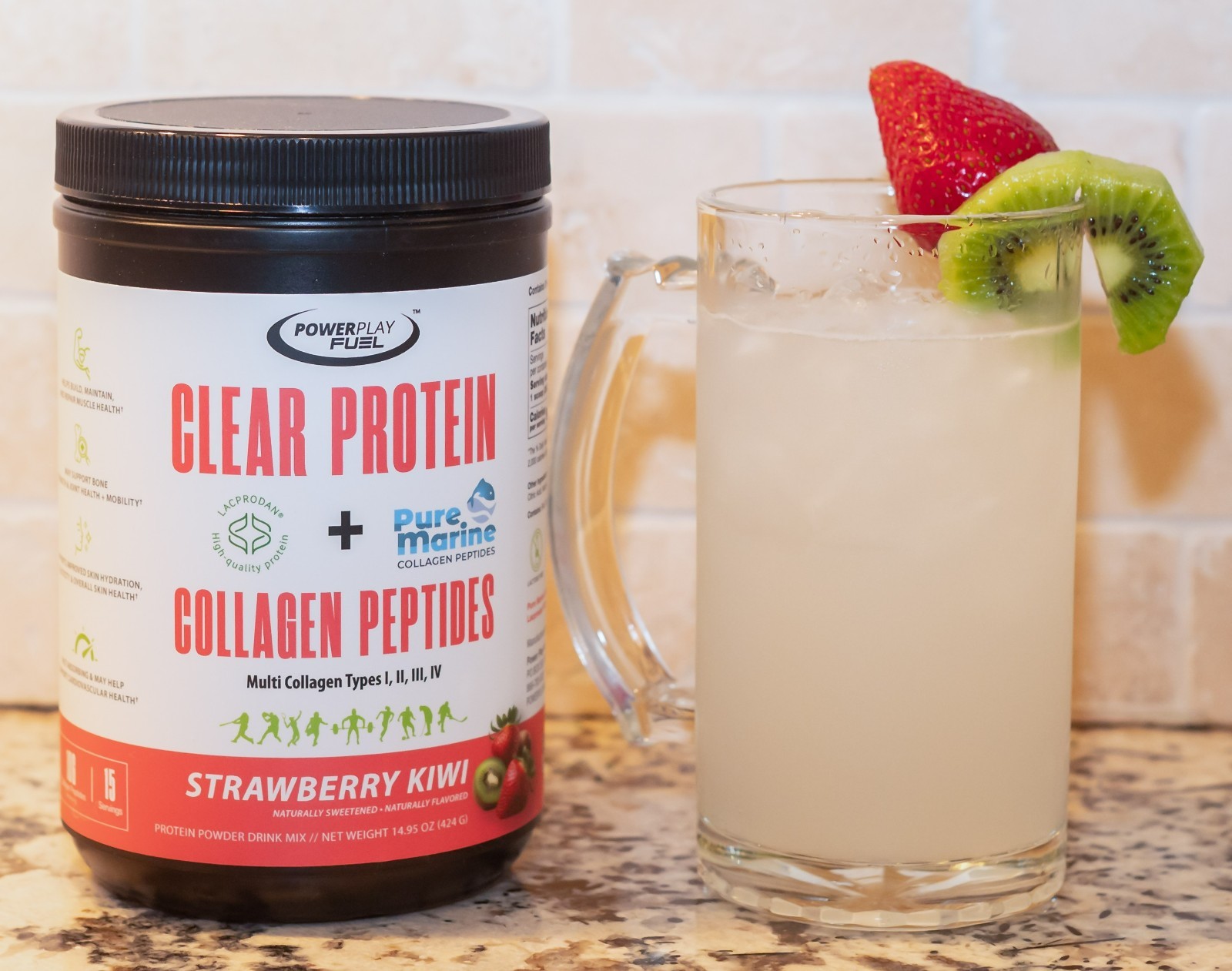 POWER PLAY FUEL Clear Protein & Collagen Peptides Powder – Strawberry Kiwi
