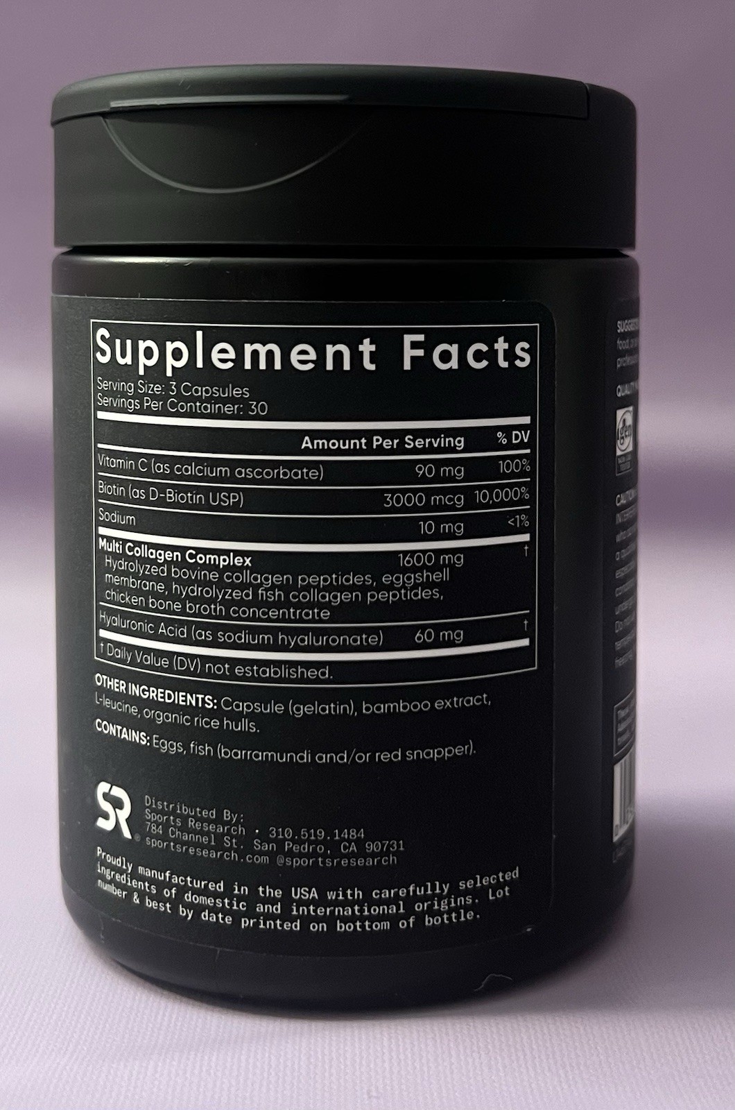 Sports Research Multi Collagen Biotin Vit C Hyaluronic 90 Caps 03/2029
