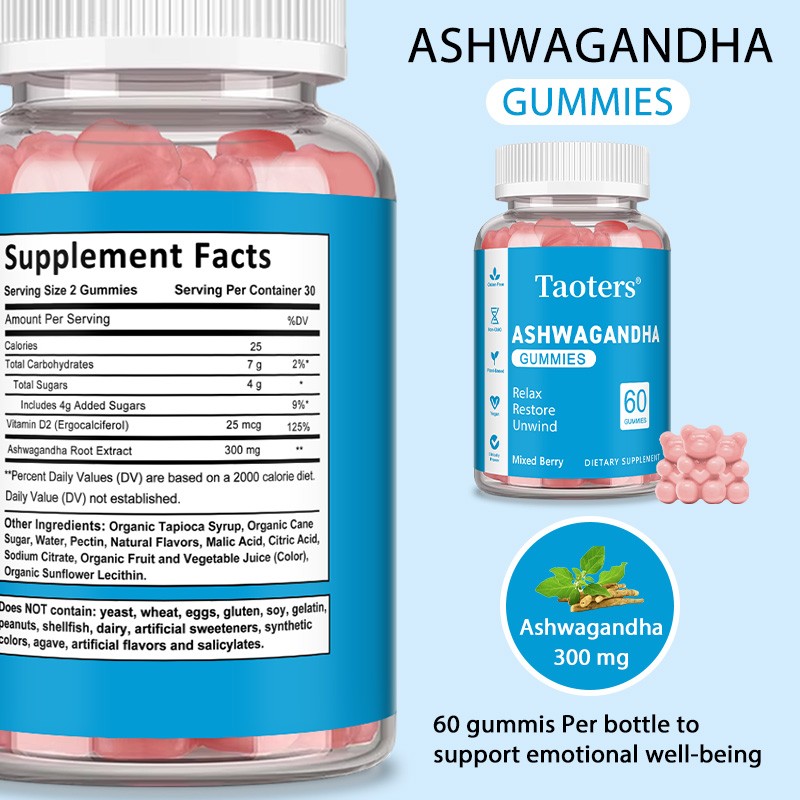 Vegan Herb Root Gummies 300mg for Relaxation,Emotional Balance&Healthy Rest 60CT