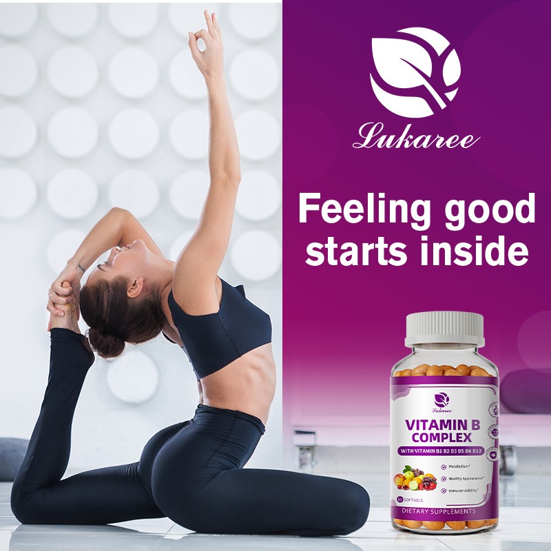 Vitamin B Complex 120 Capsules – B1,B2,B3,B5,B6,B7,B9,B12, Energy Immune Support