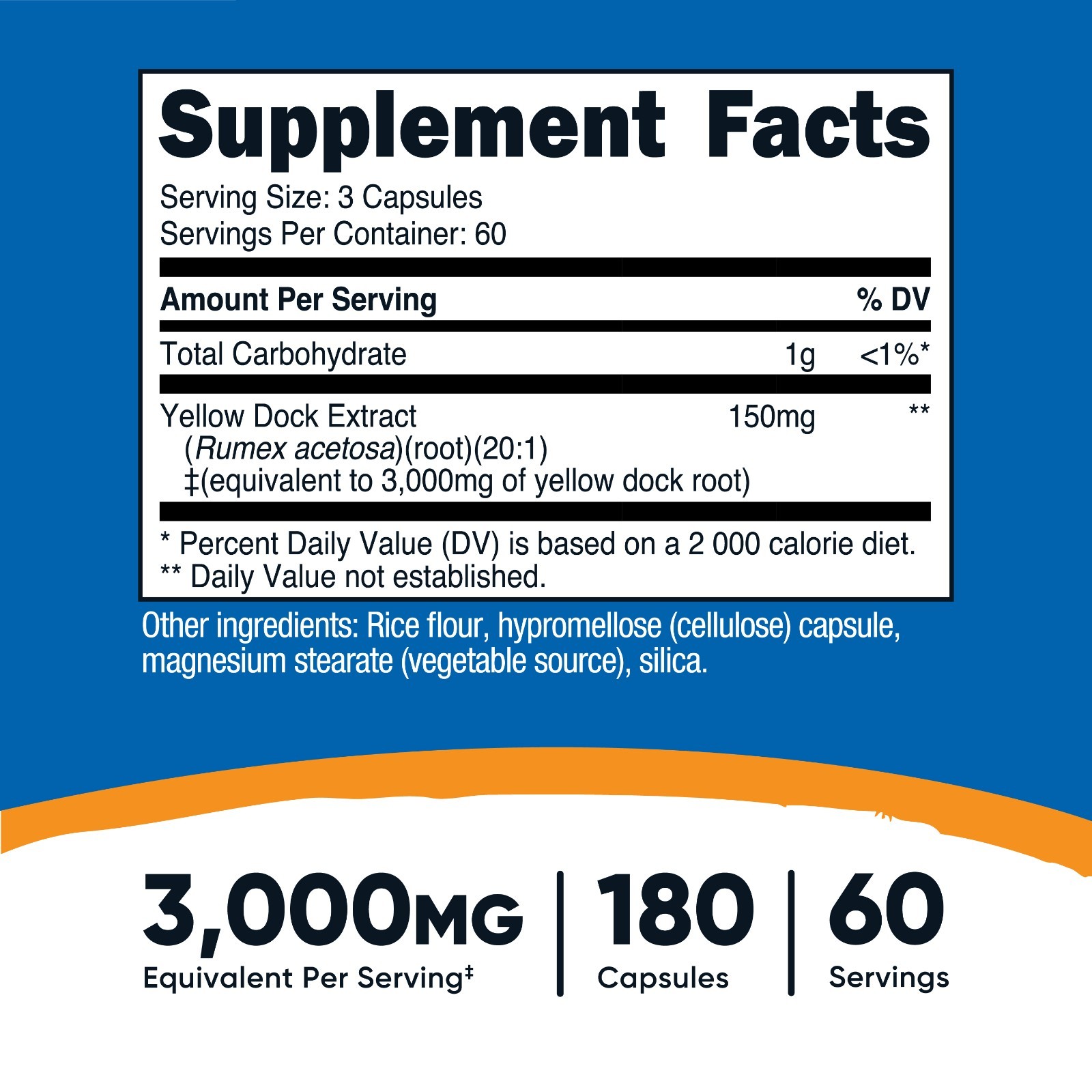 Nutricost Yellow Dock Extract (3,000mg Equivalent) 180 Capsules – 60 Servings