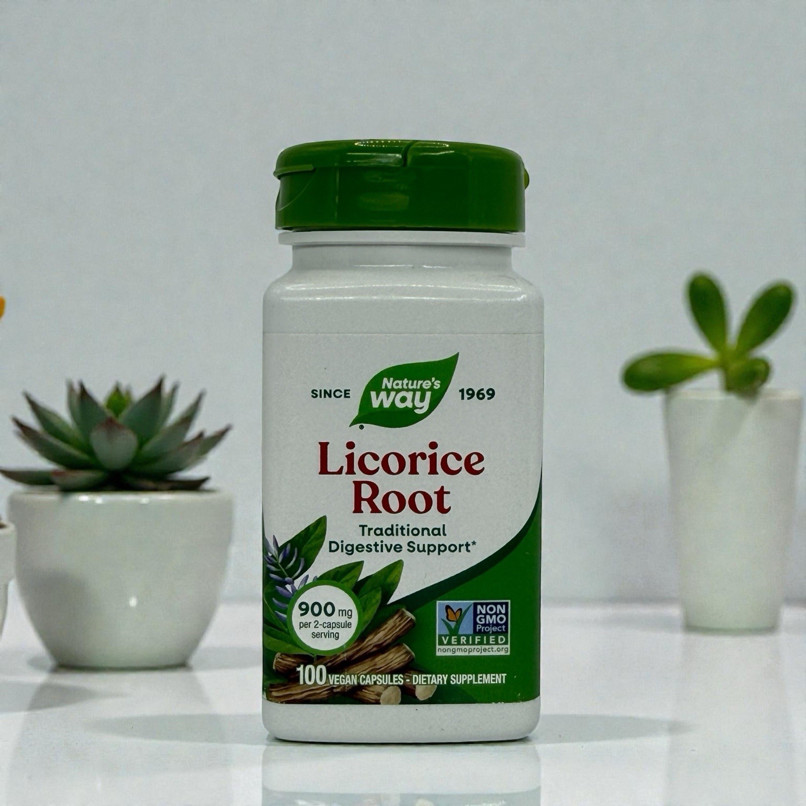 Natures Way Licorice Root Supplement 900mg per Serving Herbal Capsules EXP 03/30