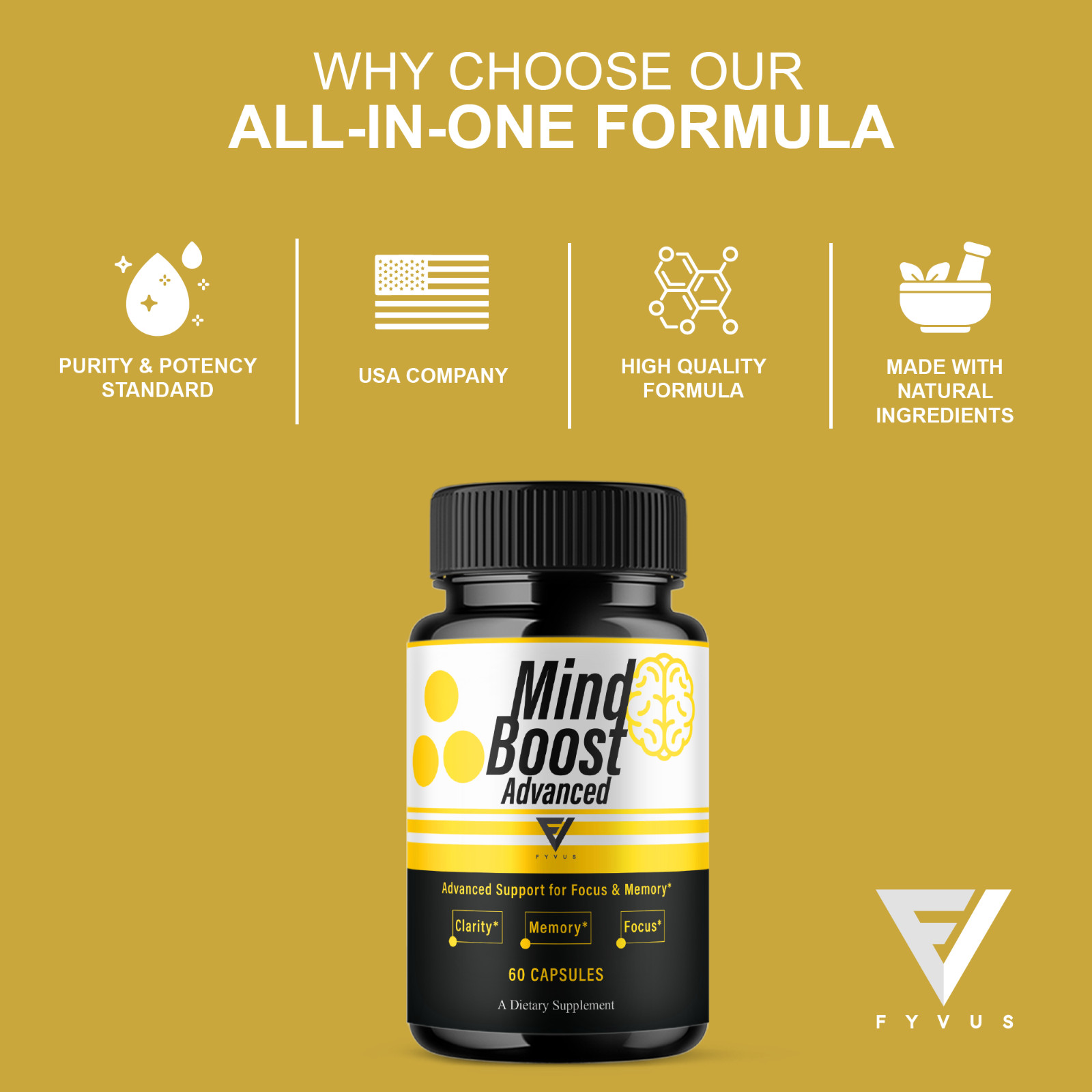 Mind Boost Advanced Premium Nootropic Pills, Mind Boost (60 Capsules)