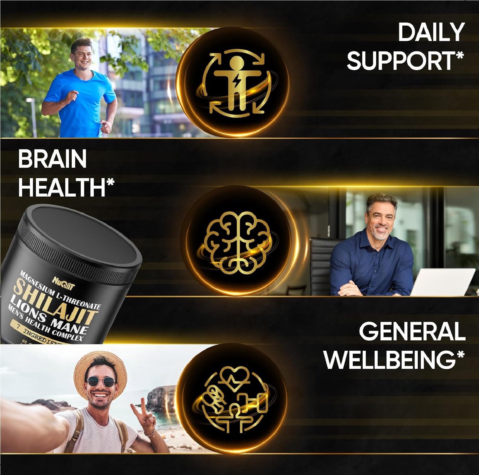 Shilajit Pure Himalayan Organic with Magnesium, Lions Mane, and Men Health Compl
